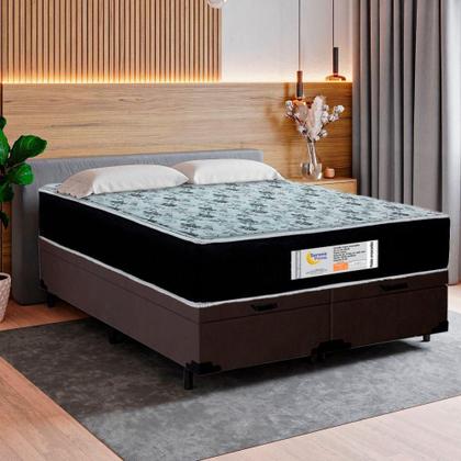 Imagem de Cama Box Baú Queen Bipartido Suede + Colchão Molas Ensacadas Sereneprime Sonnolux 158x198x69 Marrom