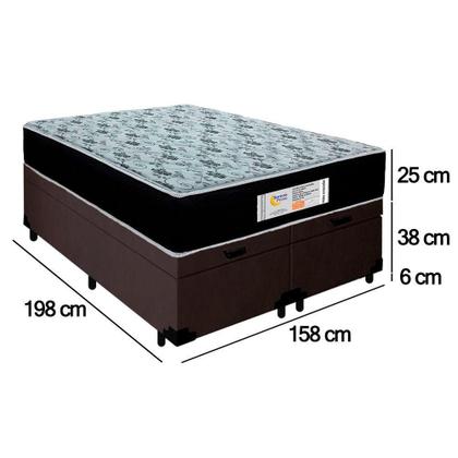 Imagem de Cama Box Baú Queen Bipartido Suede + Colchão Molas Ensacadas Sereneprime Sonnolux 158x198x69 Marrom