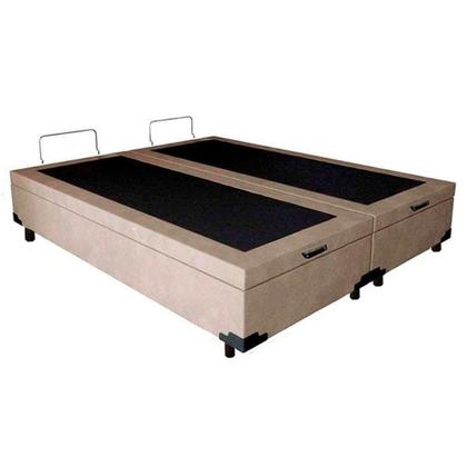 Imagem de Cama Box Baú Queen Bipartido Suede Mega Cama Bege 158x198x45cm