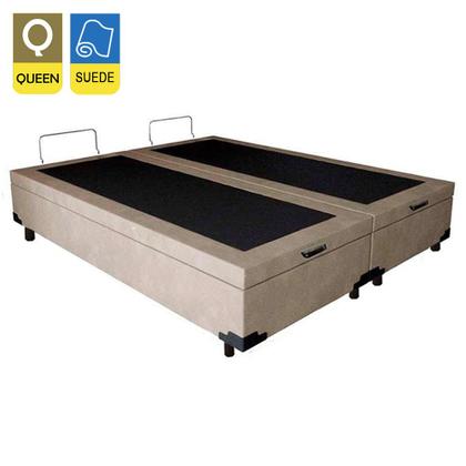 Imagem de Cama Box Baú Queen Bipartido Suede Mega Cama Bege 158x198x45cm