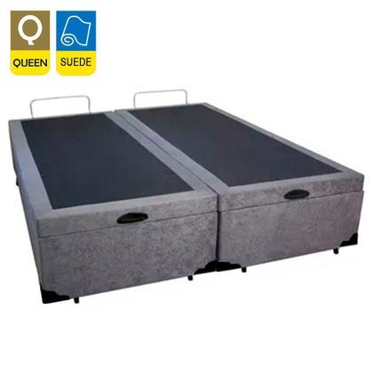 Imagem de Cama Box Baú Queen Bipartido Suede Mega Cama Cinza 158x198x45cm