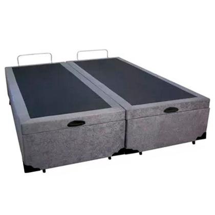 Imagem de Cama Box Baú Queen Bipartido Suede Mega Cama Cinza 158x198x45cm