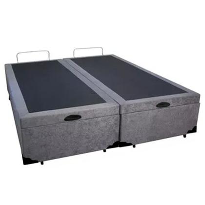 Imagem de Cama Box Baú Queen Bipartido Suede Mega Cama Cinza 158x198x45cm