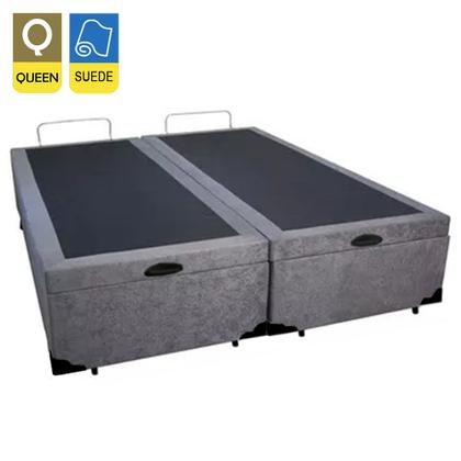 Imagem de Cama Box Baú Queen Bipartido Suede Mega Cama Cinza 158x198x45cm