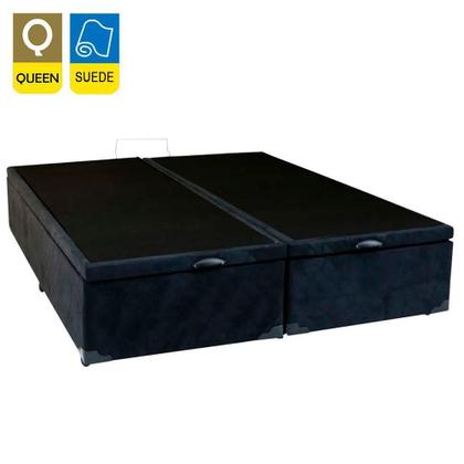 Imagem de Cama Box Baú Queen Bipartido Suede Mega Cama Preto 158x198x45cm