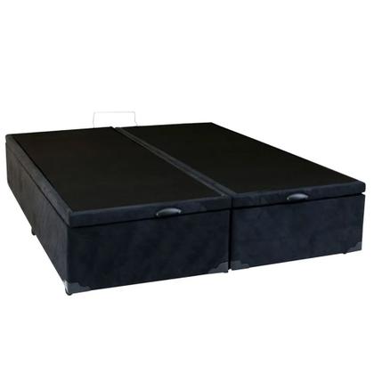 Imagem de Cama Box Baú Queen Bipartido Suede Mega Cama Preto 158x198x45cm