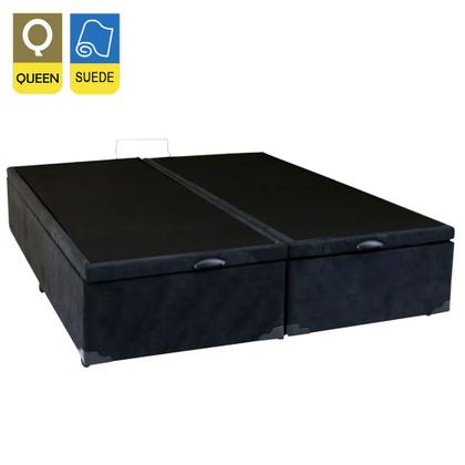 Imagem de Cama Box Baú Queen Bipartido Suede Mega Cama Preto 158x198x45cm