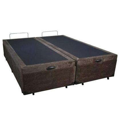 Imagem de Cama Box Baú Queen Bipartido Suede Serene Marrom 158x198x44