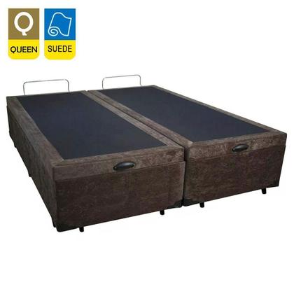 Imagem de Cama Box Baú Queen Bipartido Suede Serene Marrom 158x198x44