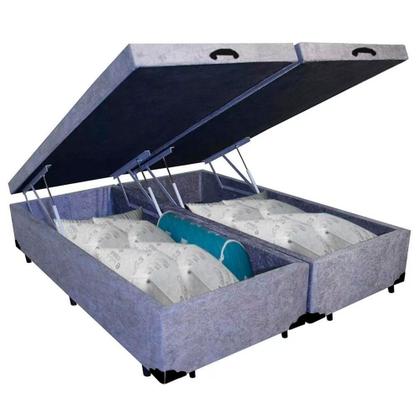 Imagem de Cama Box Baú Queen Bipartido Suede Sereneprime Cinza 158x198x44