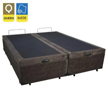 Imagem de Cama Box Baú Queen Bipartido Suede SerenePrime Marrom 158x198x44
