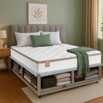 Imagem de Cama Box Baú Queen Colchão com Molas Ensacadas Real 158x198x71cm CBP