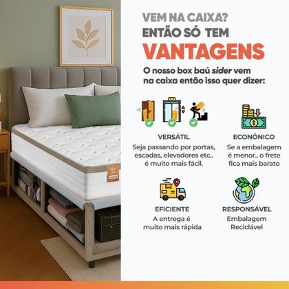Imagem de Cama Box Baú Queen Colchão com Molas Ensacadas Real 158x198x71cm CBP