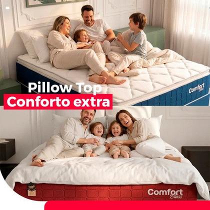 Imagem de Cama Box Baú Queen Colchão Comfort Class Pillow Top Cinza suede Branco