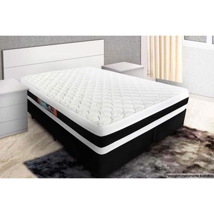 Imagem de Cama Box Baú Queen: Colchão Espuma Castor D45 Black e White Air Double Face + Base CRC Suede Clean(158x198)