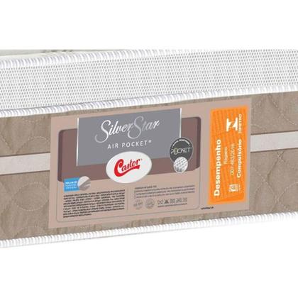 Imagem de Cama Box Baú Queen: Colchão Molas Ensacadas Castor Pocket Silver Star Air Double + Base CRC Suede Clean(158x198)