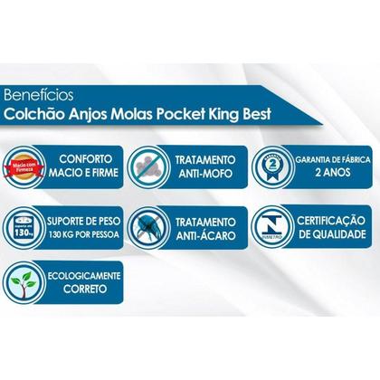 Imagem de Cama Box Baú Queen: Colchão Molas MasterPocket Ensacadas D Angelis Anjos Conjunto Box Baú - Anjos de King Best + Box Baú Universal White (158x198)