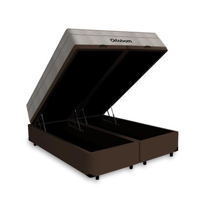 Imagem de Cama Box Baú Queen Marrom + Colchão De Molas Ensacadas - Ortobom - AirTech SpringPocket 158x198x72cm