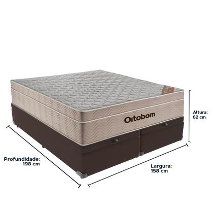 Imagem de Cama Box Baú Queen Marrom Colchão Ortobom SpringPocket