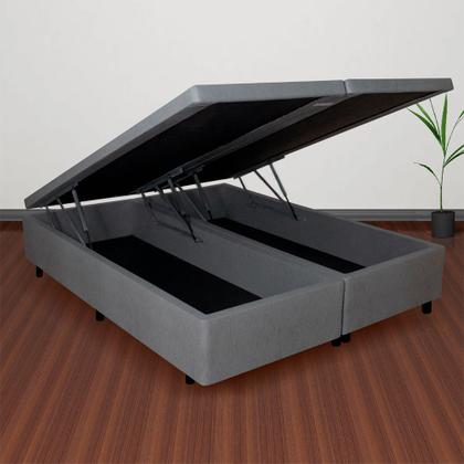Imagem de Cama Box Baú Queen Reforçada e Resistente Cinza 158x198x42cm 