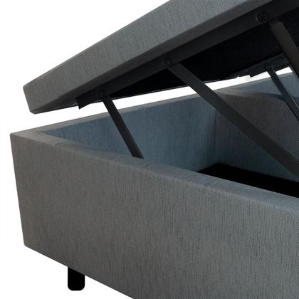 Imagem de Cama Box Baú Queen Reforçada e Resistente Cinza 158x198x42cm 