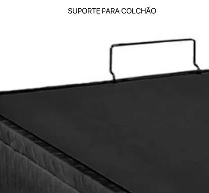 Imagem de Cama Box Baú Queen Size Bipartido Material Sintético Preto com Pistões a gás