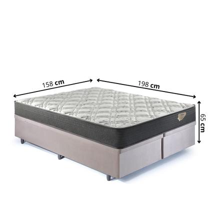 Imagem de Cama Box Baú Queen Suede Bege 158x198 com Colchão Adapto Molas Ensacadas Ecoflex