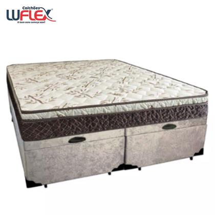 Imagem de Cama Box Baú Queen Suede Bipartido +  Colchão Elegance Ortopédico Espuma D33 Extra Firme 158x198x63 Bege