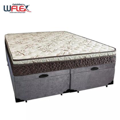 Imagem de Cama Box Baú Queen Suede Bipartido +  Colchão Elegance Ortopédico Espuma D33 Extra Firme 158x198x63 Cinza