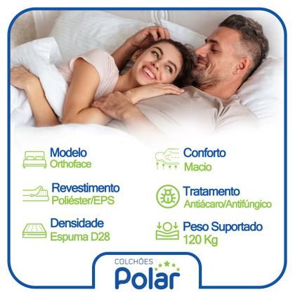 Imagem de Cama Box Baú Queen Suede Bipartido + Colchão Espuma Orthoface Polar Bege 158cm - Suporta Até 120kg Por Pessoa