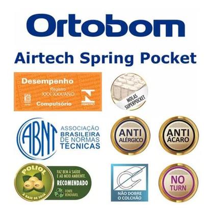 Imagem de Cama Box Baú Queen Suede Bipartido + Colchão Ortobom Airtech Molas Ensacadas 158x198x65 Bege