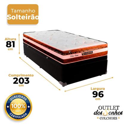 Imagem de Cama Box Baú Solteirão e Colchão Esplendor Molas Ensacadas Luckspuma Preto