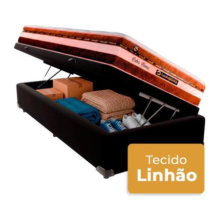 Imagem de Cama Box Baú Solteirão e Colchão Esplendor Molas Ensacadas Luckspuma Preto