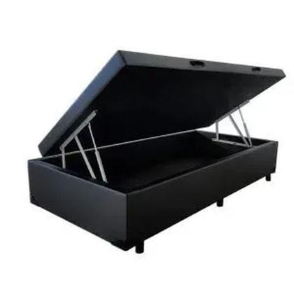 Imagem de Cama Box Baú Solteiro 0,88 x 1,88 X 0,40 Premium material sintético Preto