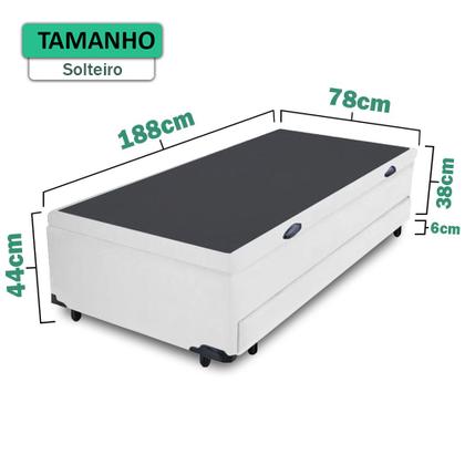 Imagem de Cama Box Baú Solteiro 3 em 1 Auxiliar Bicama Espuma 78x188x44cm VPRIME FULL