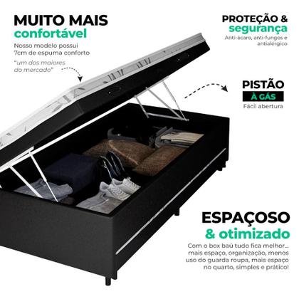 Imagem de Cama Box Baú Solteiro 4 em 1 Bibox Conjugado Espuma D33 Auxiliar Bicama 88x188x52cm Vstore