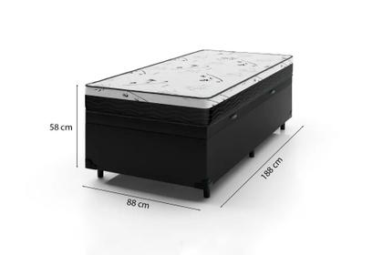 Imagem de Cama Box Baú Solteiro 88 Sintético Preto com Colchão Espuma D33 One Face 57X88X188