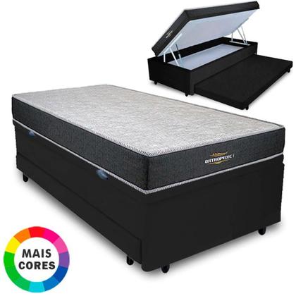 Imagem de Cama Box Baú Solteiro Auxiliar Bicama 3 em 1 + Colchão D33 Espuma 88x188x62cm Orthopedic I