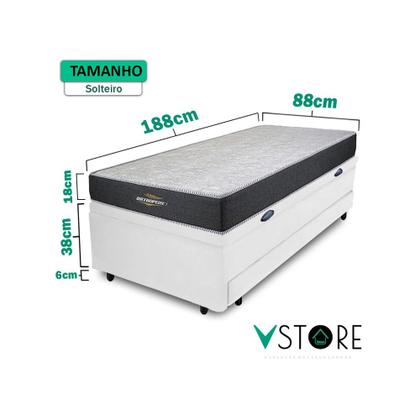 Imagem de Cama Box Baú Solteiro Auxiliar Bicama 3 em 1 + Colchão D33 Espuma 88x188x62cm Orthopedic I