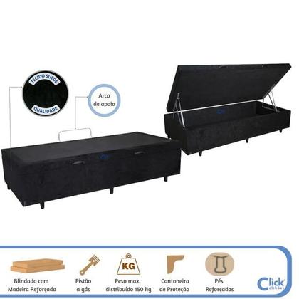 Imagem de Cama Box Baú Solteiro Blindado 78x188x42 Suede  Alta Resistência e Grande Espaço Interno  Ideal para Quartos Pequenos