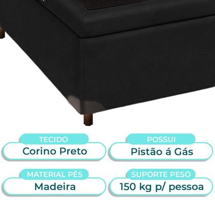 Imagem de Cama Box Bau Solteiro Blindado Nature Preto 88x188