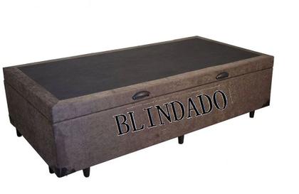 Imagem de Cama Box Baú Solteiro Blindado Suede Marrom