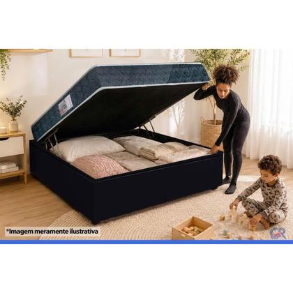 Imagem de Cama Box Baú Solteiro: Colchão Anatômico Orthoflex D45 / EP Cecina + Base CRC Suede Black(88x188)