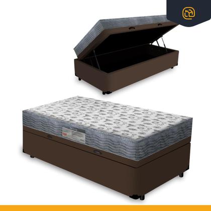 Cama Box Baú Solteiro + Colchão D33 Ortobom Iso 100 78cm Imagem de Cama Box Baú Solteiro + Colchão D33 Ortobom Iso 100 78cm