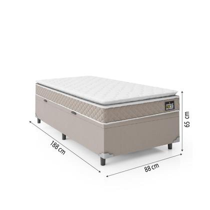 Imagem de Cama Box Baú Solteiro Colchão D45 com Pillow Top Hellen Strong Bege Suporta até 150kg por Pessoa