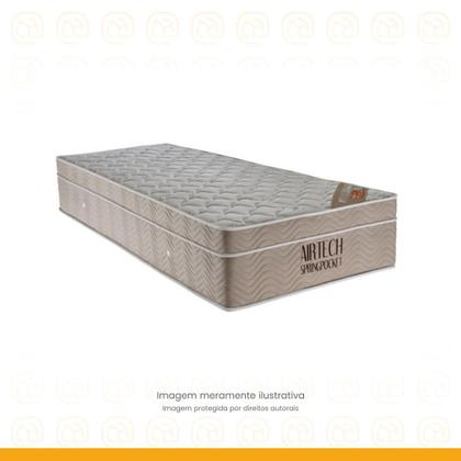 Cama Box Baú Solteiro + Colchão de Molas Ensacadas Ortobom Airtech Bege 88cm - Suporta até 150 Kg Por Pessoa Imagem de Cama Box Baú Solteiro + Colchão de Molas Ensacadas Ortobom Airtech Bege 88cm - Suporta até 150 Kg Por Pessoa