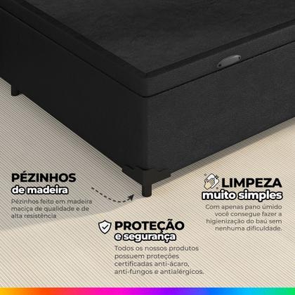 Imagem de Cama Box Baú Solteiro + Colchão Molas Ensacadas Pergola Europillow 88x188x67cm