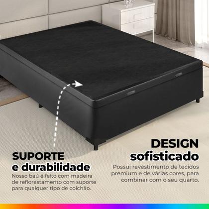 Imagem de Cama Box Baú Solteiro + Colchão Molas Ensacadas Pergola Europillow 88x188x67cm