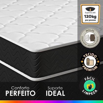 Imagem de Cama Box Baú Solteiro + Colchão Molas Ensacadas Pergola Europillow 88x188x67cm