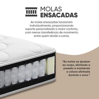 Imagem de Cama Box Baú Solteiro + Colchão Molas Ensacadas Pergola Europillow 88x188x67cm